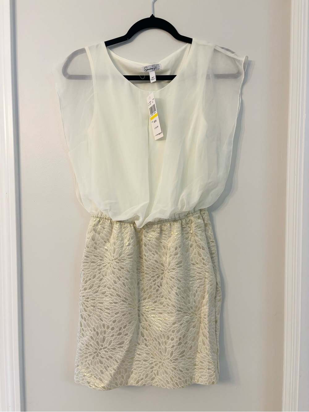Chiffon Overlay Gold Lace Skirt Dress